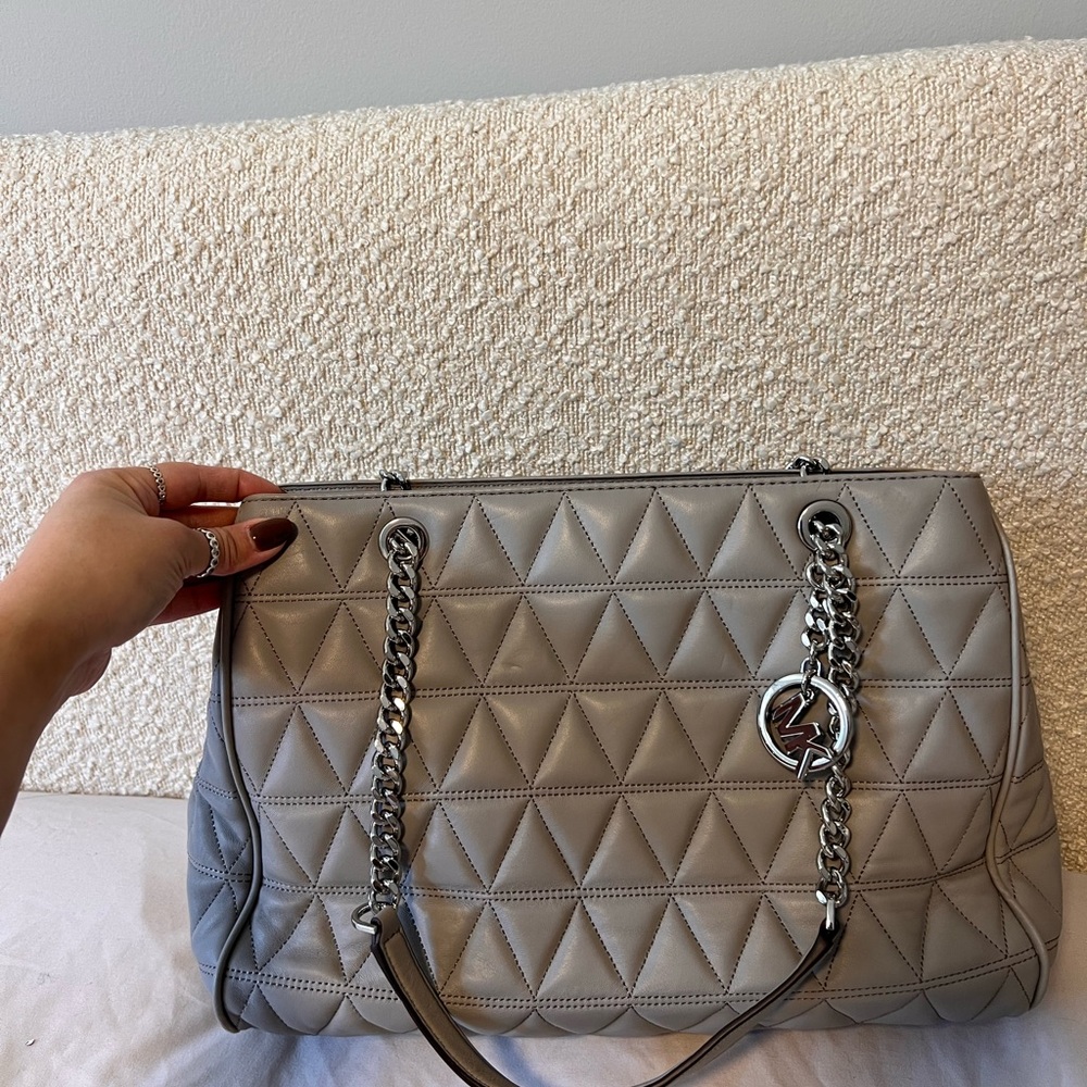 MICHAEL Michael Kors Taupe Quilted Shoulder Bag
